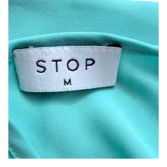 Women's Turquoise Semi Sheer Spaghetti Strap Top With Button Accents M - Picture 4 of 5